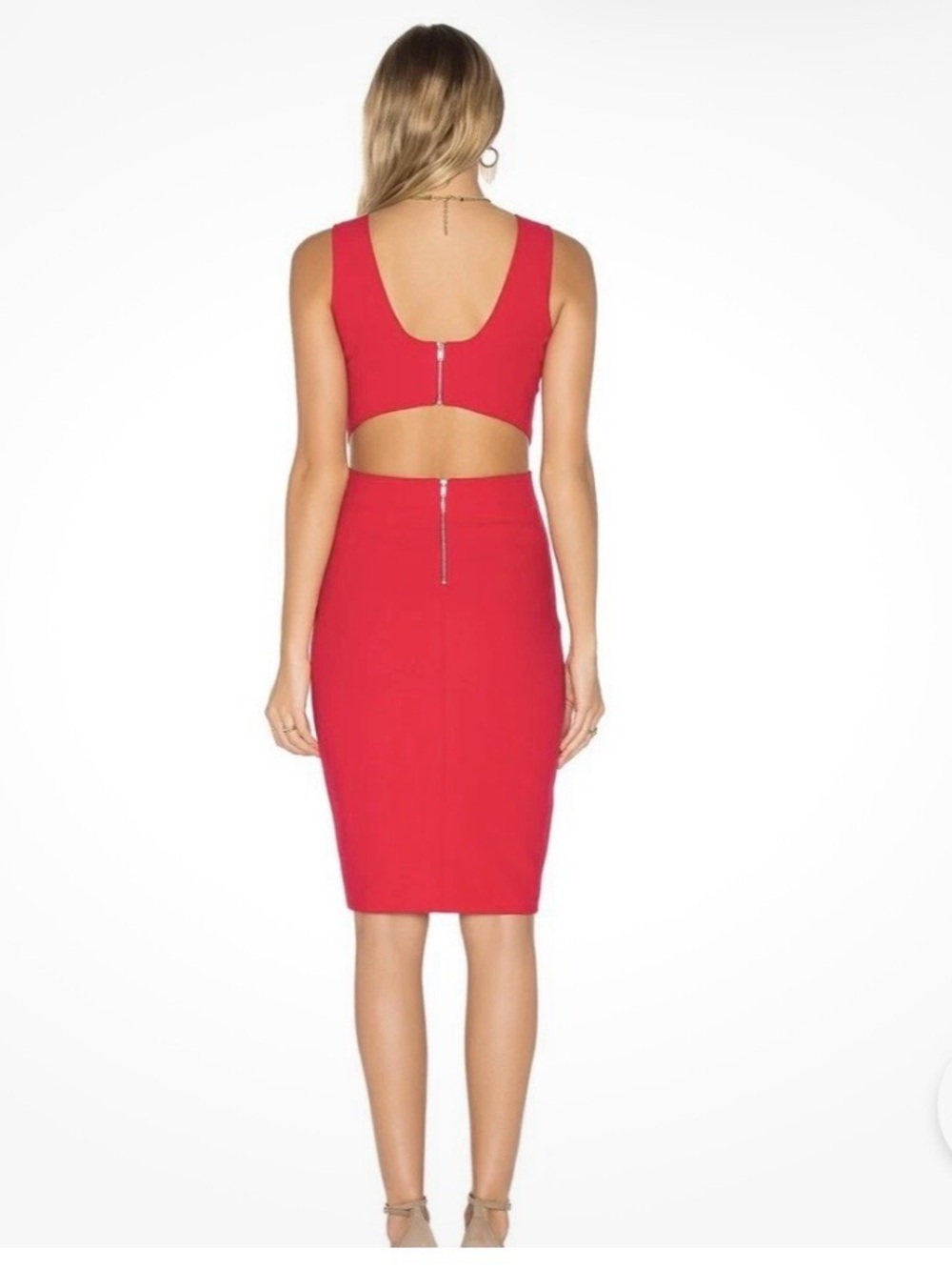 Elizabeth and James Emmy Cutout Sheath Dress Size 2 Cardinal Red Designer $385 - Picture 3 of 12